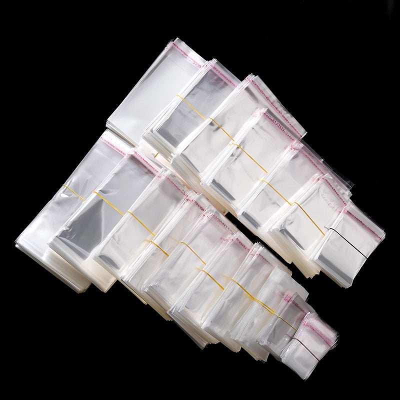 100pcs/lot Transparent Self Adhesive Seal Bags OPP Plastic Cellophane Bags Gifts Bag & Pouch Jewelry Packaging Bags