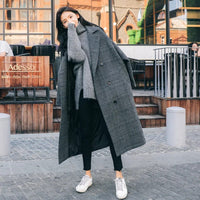 Plus Size Plaid Tweed Women's Overcoat Autumn/Winter Idle Style Thickened Warm Korean Woolen Jacket Soft Padded Thick Coat