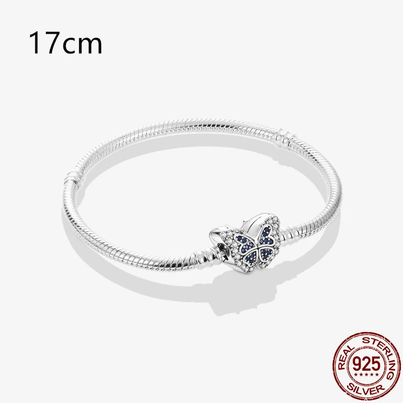 2024Hot Sale Heart Zircon Snake Chain Charm Beads Bracelet Women 925 Silver Original Pendant Bead DIY Jewelry Fine Festival Gift