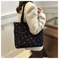 Corduroy Handbag Strawberries Beach Bag Fashionable Versatile Shoulder Bag LargeCapacity Simple Commuter Women's Tote Bag Bolsos