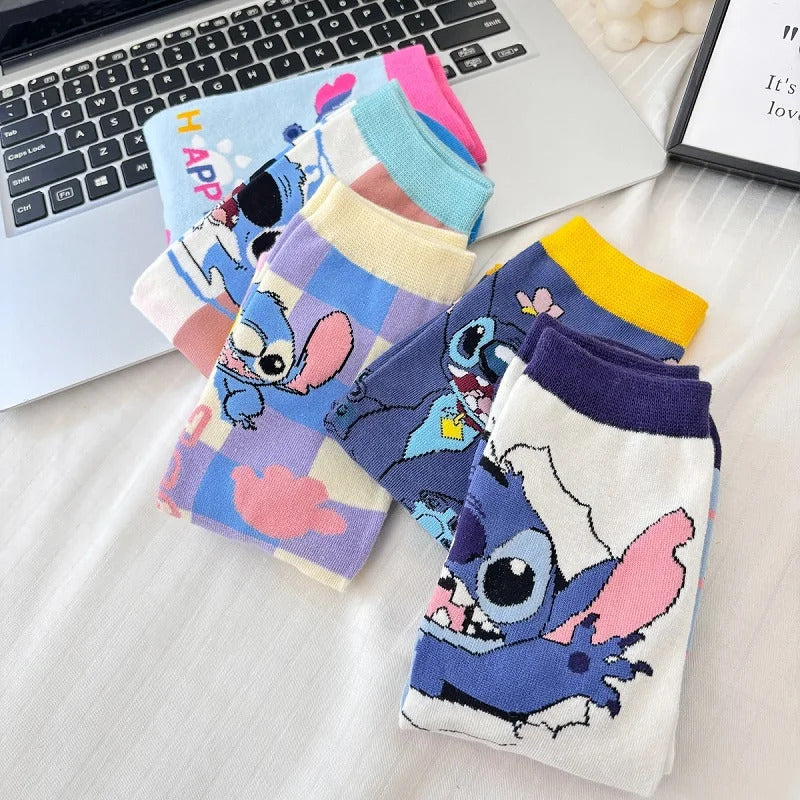 1 Pair New Design Cartoon Long Men Socks Stitch Kawaii Women Socks creative Skateboard socks Fashion knee-high Socks Size 34-42