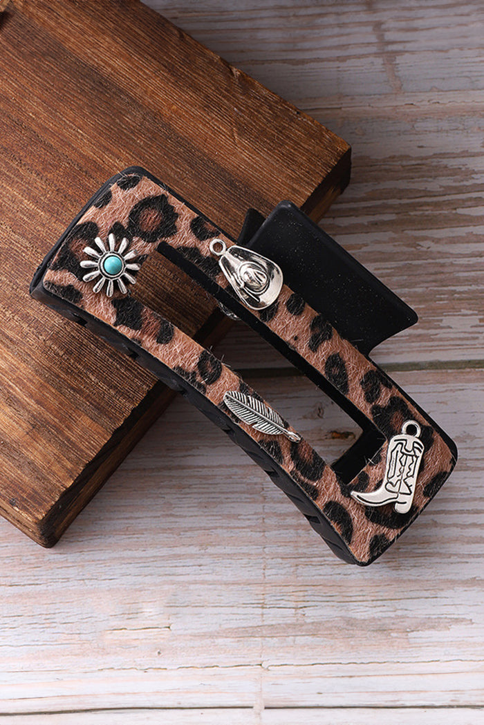 Chestnut Leopard Western Pattern Décor Square Hair Clip