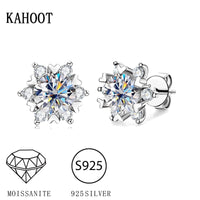 S925 silver moissanite snowflake earrings for women, fashionable and classic 6-claw design as a Valentine's Day gift for friends