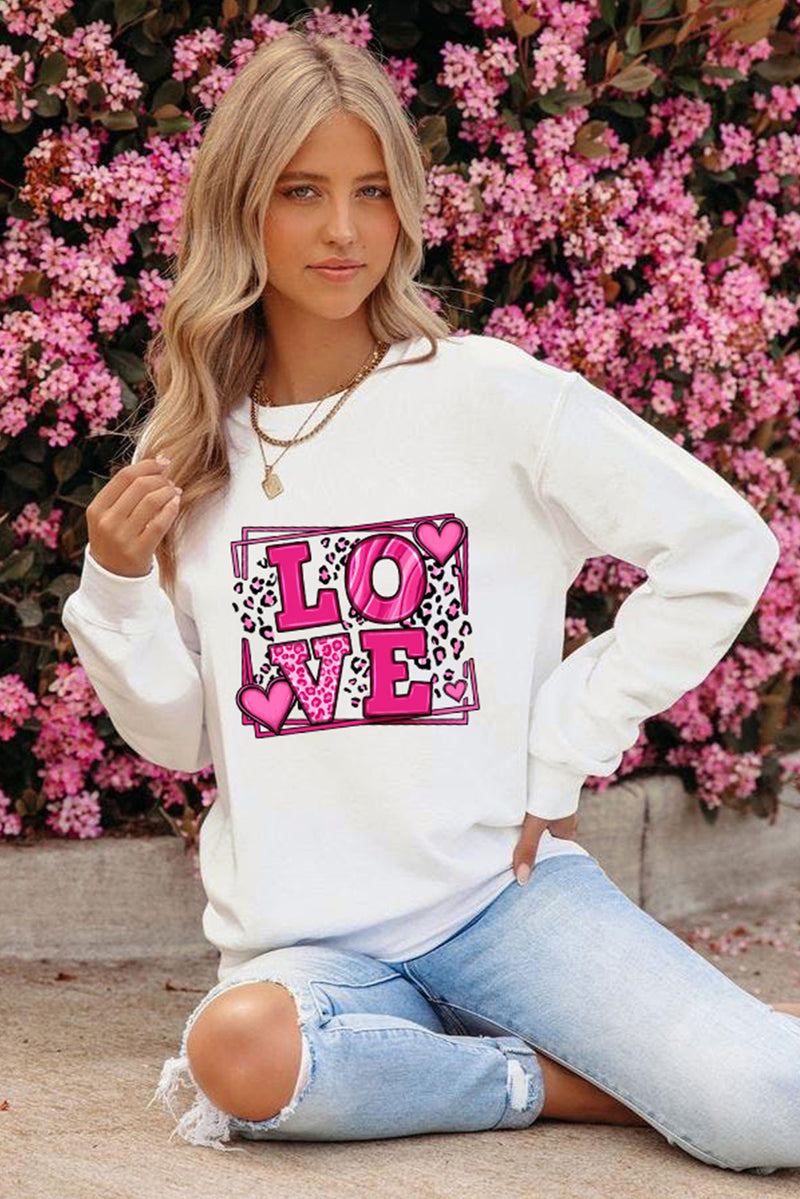 Beige Sweet LOVE Valentines Graphic Sweatshirt