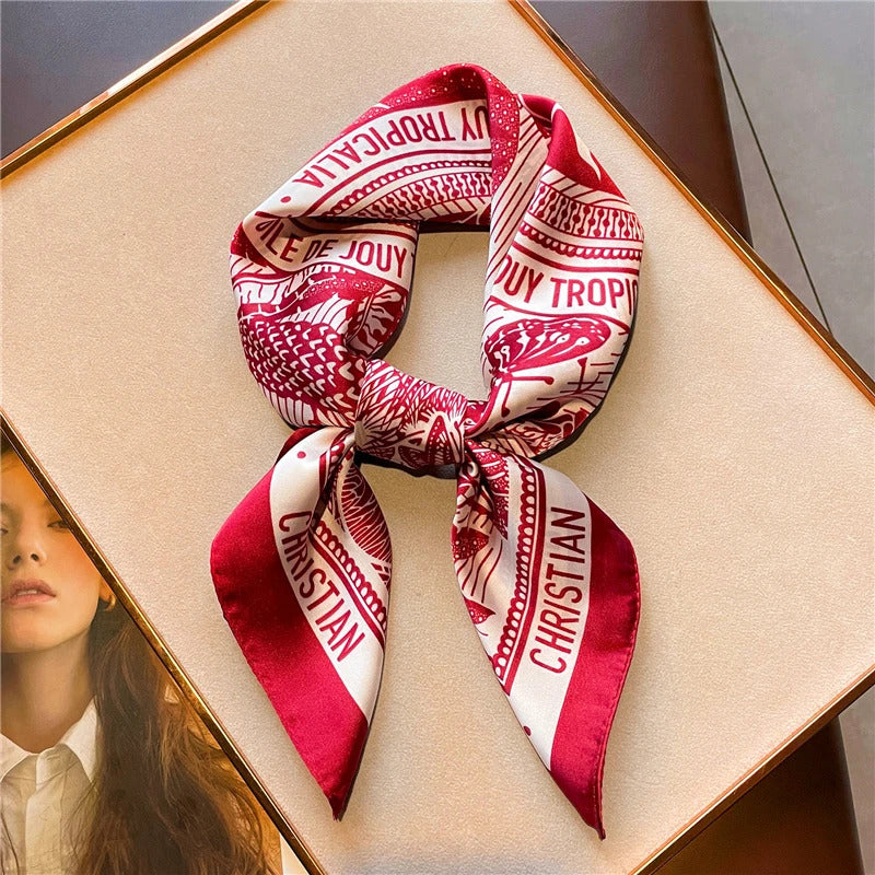 Print 70cm Silk Satin Headkerchief Women Luxury Design Neck Tie Scarf Female Hair Hand Wrist Foulard Shawl Hijab Bandana