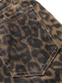 Leopard Print Jeans for Women High Waisted Y2k Retro Fashion Streetwear Denim Pants Hip Hop Straight Wide Leg Baggy Jeans