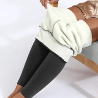 Super Warm Winter Leatherlabel Leggings Of Women Skinny Stretch High Waist Prevent Cold Leggings Casual Classic Pants