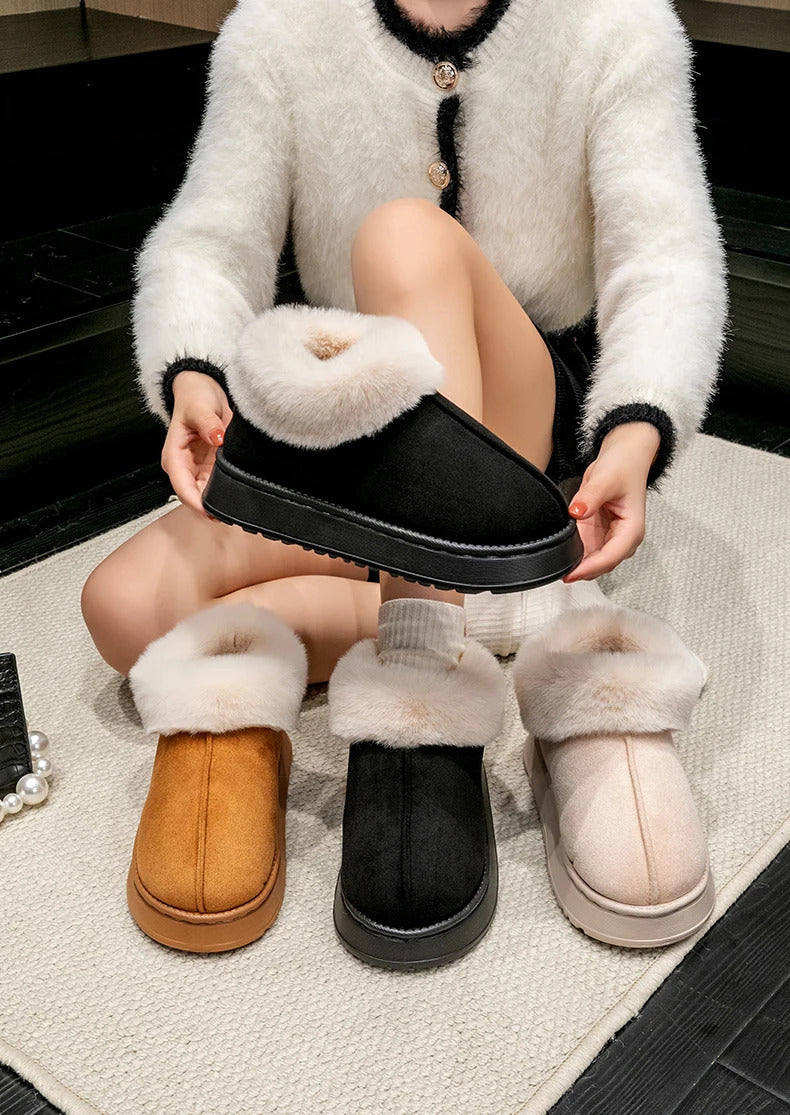 2024 High Quality of  Women's Fashion Snow Boots Fluffy Plush Faux Fur Soft Slippers Winter Indoor Comfortable Home men's Shoes