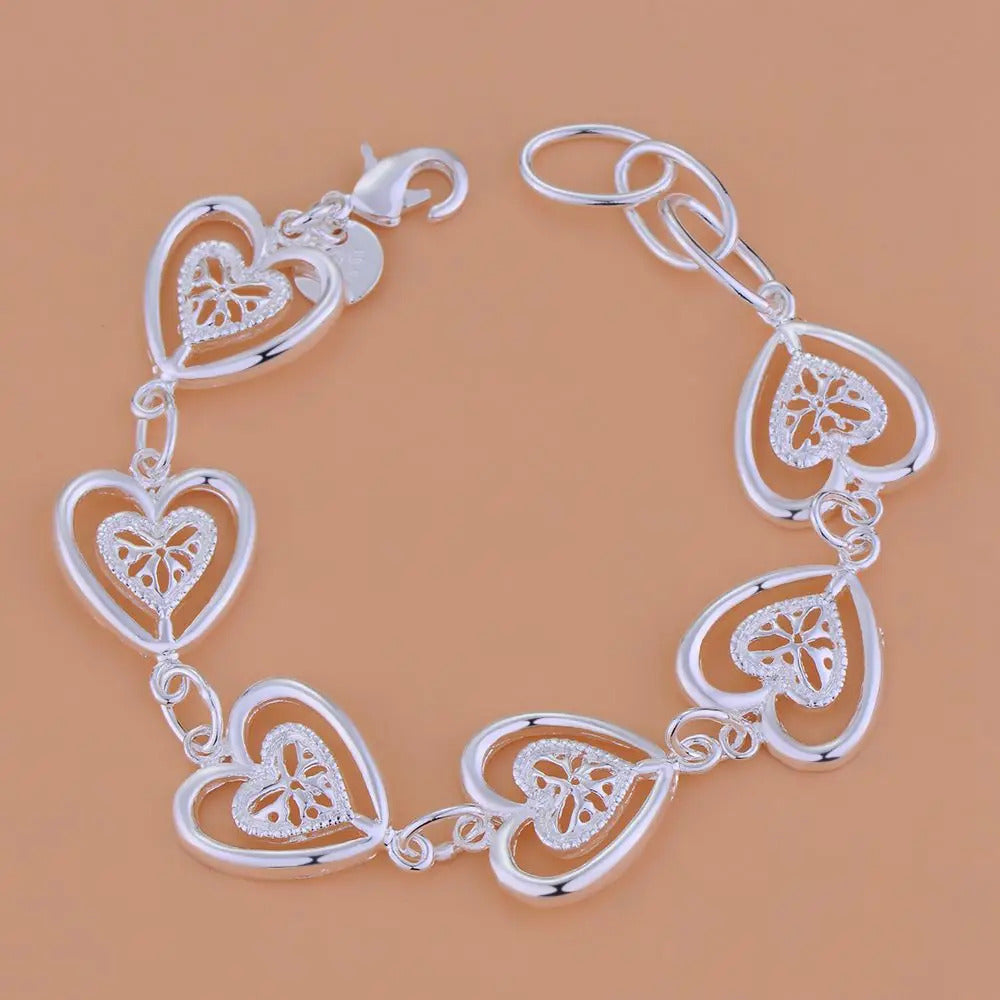 925 Sterling Silver Rose Flowe Bracelet Nice Snake Chain High Quality For Women Men Fashion Jewelry Wedding Engagement Party