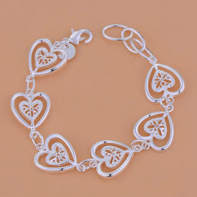 925 Sterling Silver Rose Flowe Bracelet Nice Snake Chain High Quality For Women Men Fashion Jewelry Wedding Engagement Party