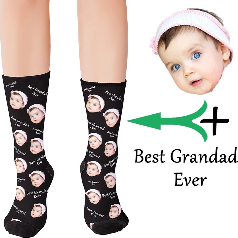 fashion custom face socks 3d printing custom text plus photos trend personality long socks the best gift for family and friends