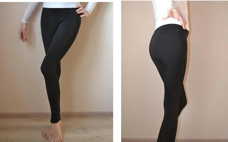 Women Winter Leggings Warm Leggins High Waist Solid Color Velvet Women Thickened Velvet Leggings Casual Stretchy Leggings