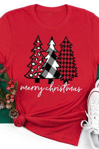 Fiery Red Merry Christmas Trees Graphic T Shirt