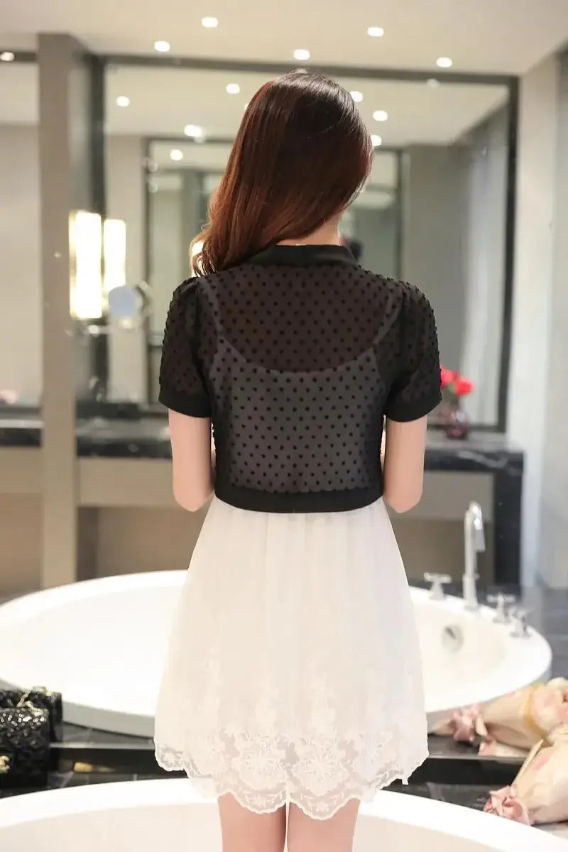 Women Bolero Summer White Black Short Sleeve Shrugs Lace Bolero Bridal Cape Evening Formal Party Dress Cape Shawls and Wraps