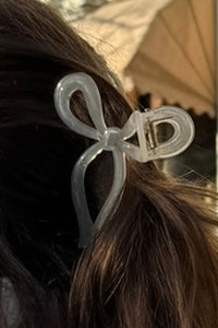 White Long Tail Bow Knot Shape Claw Clip