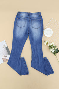 High Waist Distressed Flare Jeans