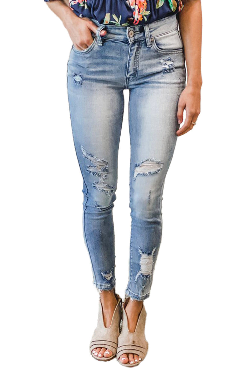 Distressed Mid Rise Jeans