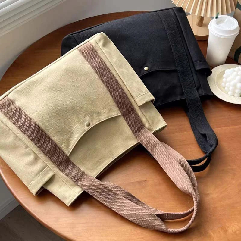 Large Capacity Canvas Tote Bags for Work Commuting Carrying Bag College Style Student Outfit Book Shoulder Bag Bolsos Para Mujer