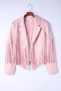 White Fringe Plus Size Cropped Jacket