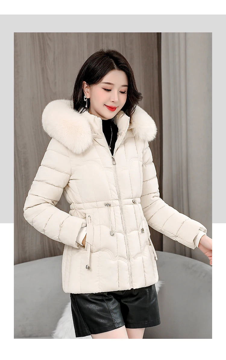 Winter 2024 New Down Jacket Women Parkas Fashion High-Quality Warm Cotton Padded Coat Ladies Short Overcoat Hooded Overwear Tops