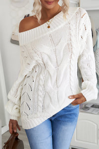 White Chunky Oversized Pullover Sweater