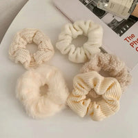 7 Pcs/Set Women Hair Scrunchies Set Plush Solid Hair Band for Girls Ponytail Holder Rubber Bands Hair Ties Hair Accessories