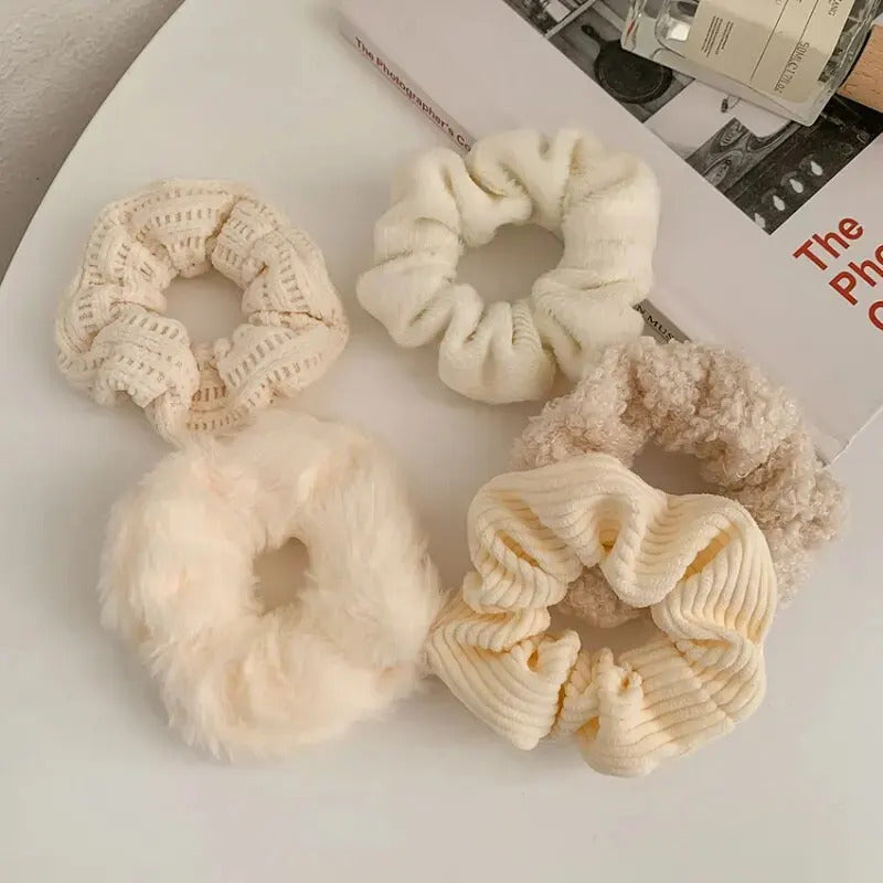 7 Pcs/Set Women Hair Scrunchies Set Plush Solid Hair Band for Girls Ponytail Holder Rubber Bands Hair Ties Hair Accessories