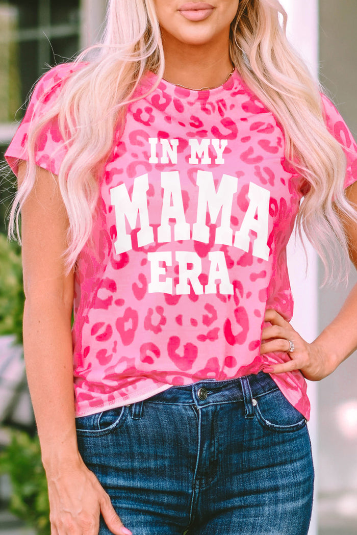 Leopard IN MY MAMA ERA Slogan Graphic Tee