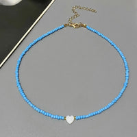 Colorful Seed Beads Choker Nekklace for Girl Spring Summer New Love Heart Design Collar Jewelry Wholesale Dropshipping