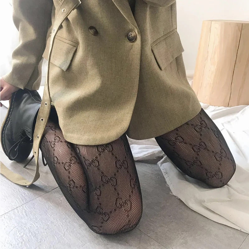 1 Pair of Ladies Flowers Black Silk Jk Fishnet Socks Small G White Moon Bottom Socks Butterfly Thin Sexy Ins Trendy Net Pants