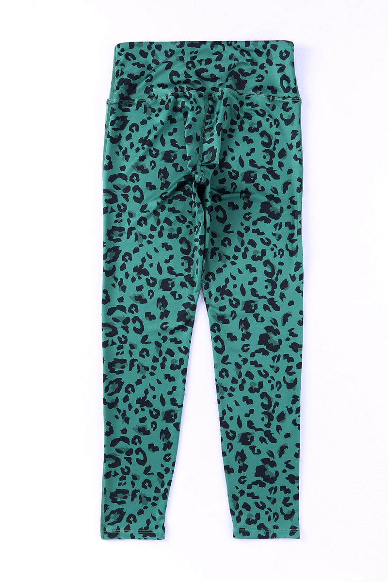 Green Classic Leopard Print Active Leggings