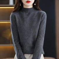 100% Pure Wool Half-neck Pullover In Autumn And Winter New Cashmere Sweater Women's Casual Knit Top Women's Coat 19 Colors