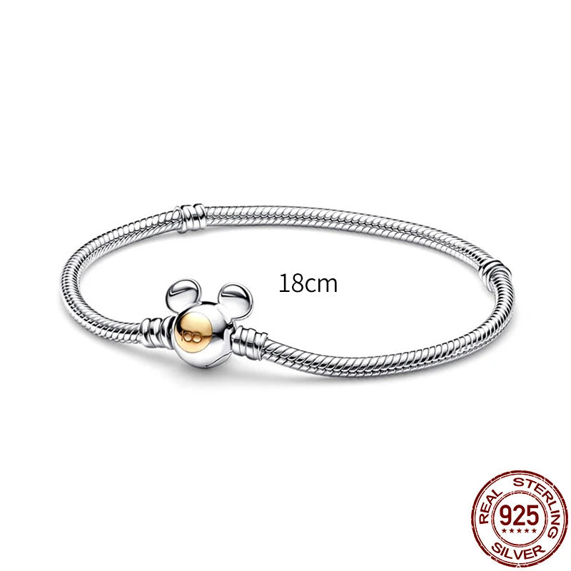 New in 925 Sterling Silver Snake Chain Charm Bracelet Fits Original 925 Pendant Charm BeadS For Women Heart Bracelets Jewelry