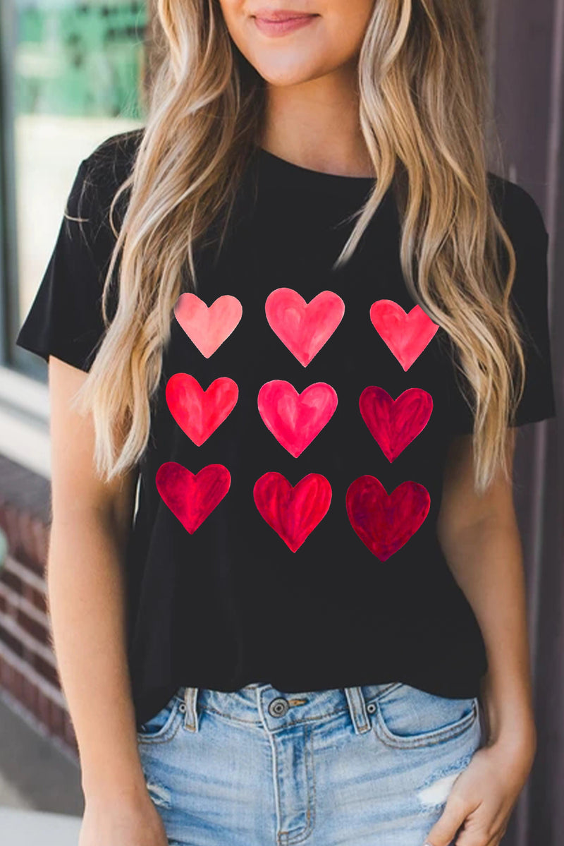 Black Valentine's Day Heart Graphic Tee