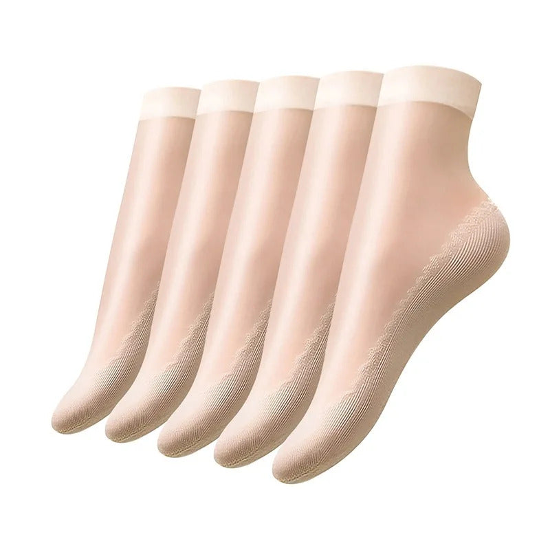 1/5/10pairs Womens Anti-Slip Socks ,Sweat Absorbing Cotton Bottom Velvet Socks, Ultrathin Breathable Summer Autumn Casual Sock