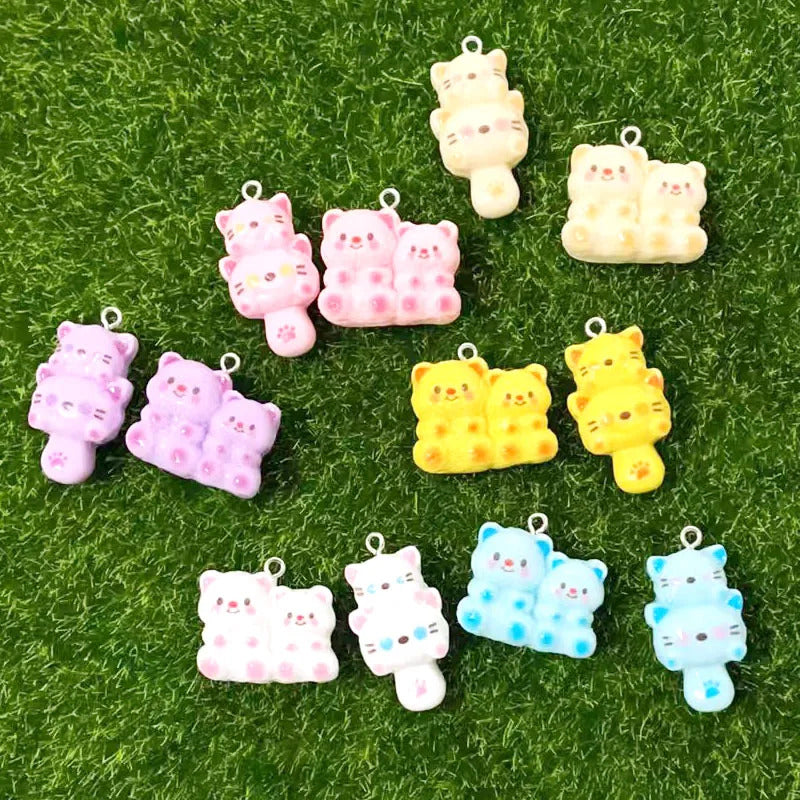 10pcs  Simulated Cute  Rabbits Dogs Cats Resin Charms Accessory Pendants Handmade  Jewelry DIY Earring Necklace