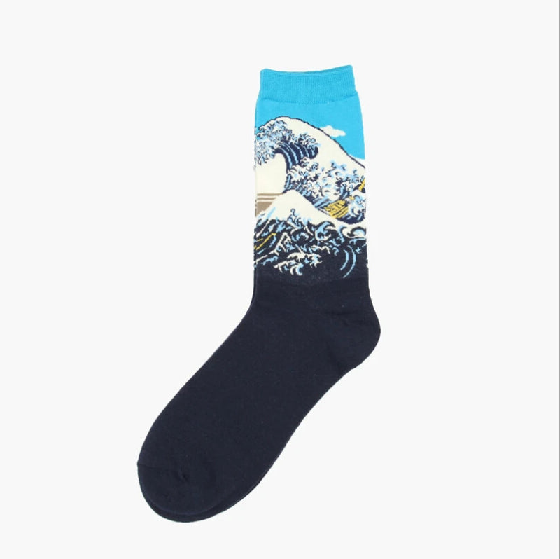 Autumn winter Retro Women Art Van Gogh Mural World Famous Oil Painting Series Men Socks Funny Socks