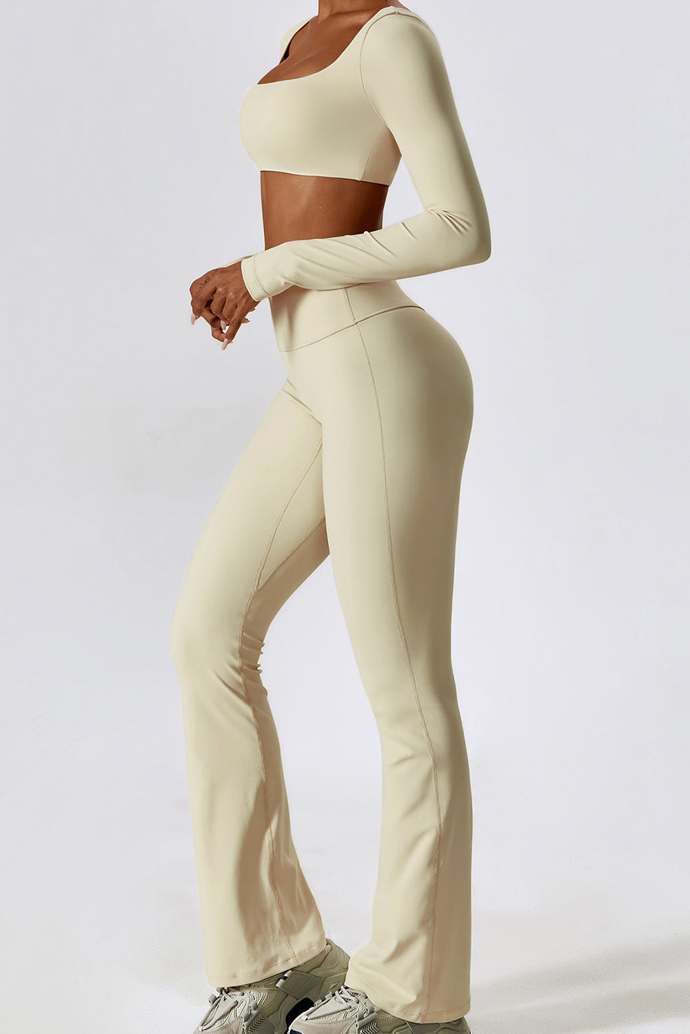 Apricot Square Neck Cropped Active Top & Pants Set