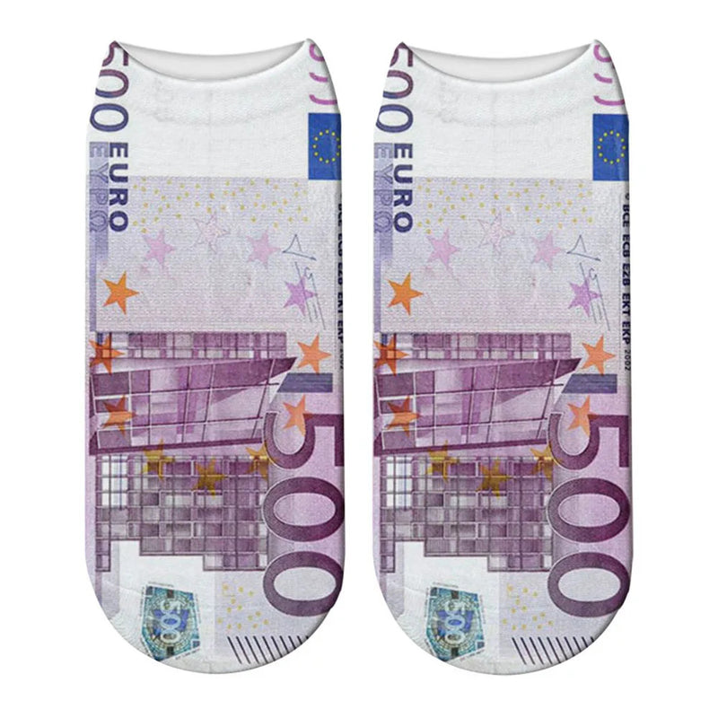 Interesting banknotes, currency, creative design, casual socks, street happy socks, fashion men's and women's home socks