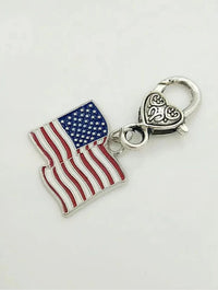 American Flag Enamel Dangle Bead pendant Lobster Keychain charm Fit Charm  Key Chain Purse Decor