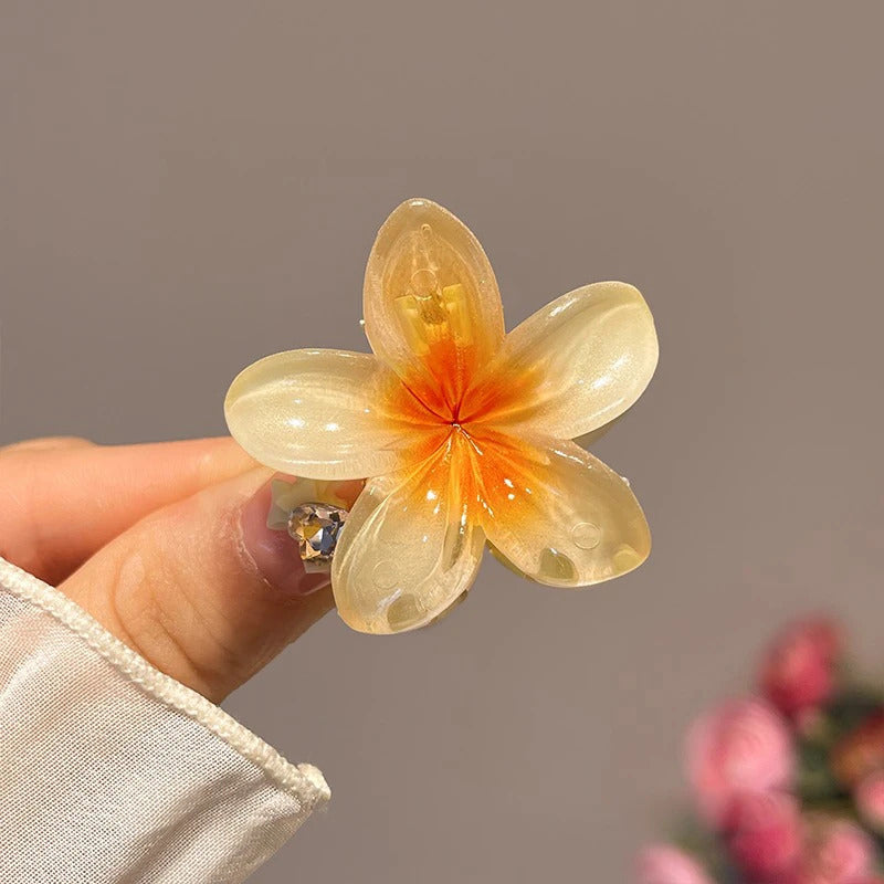 6Pcs Hawaiian Gradient Hair Clips Flower Hair Claws Women Small Size Fashion Headwear Hairpin Crab Barrette Hair Accessories