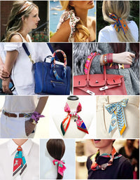 Korean Spring New Chain Buckle Decoration Ribbon Small Scarf Women Twill Tied Bag Handle Ribbon Hair Band Souvenir Small Scarf