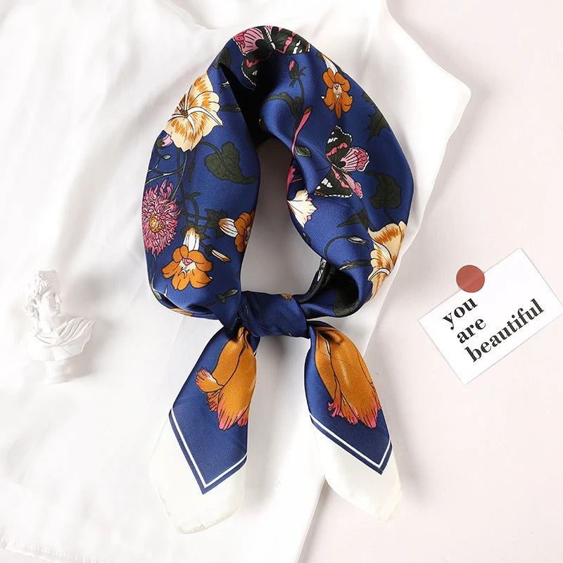 2024 Luxury Brand Silk Scarf Square Women Shawls And Wraps Office Small Hair Neck Hijabs Kerchief Foulard Ladies Scarves 70*70cm