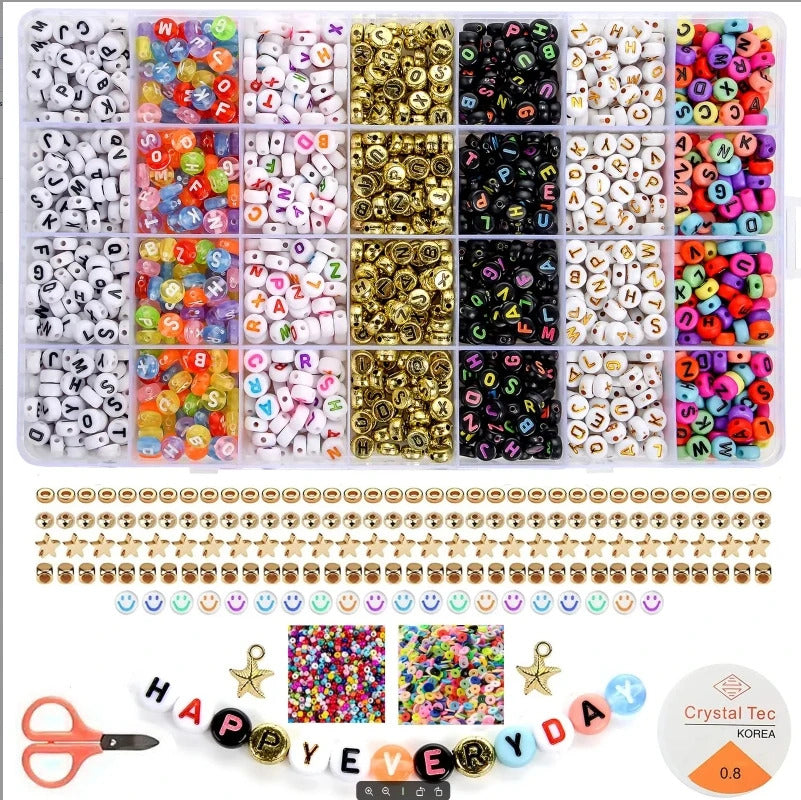 14400/4200/2400pcs Assorted Polymer Clay Beads Kit for DIY Jewelry Making - Handmade Craft for Bracelet, Necklace, Earrings