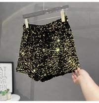 Europe and America Sequined Black Shorts Slim Suede Embroidered Beads Grey Casual Pants Women's Hot Pants