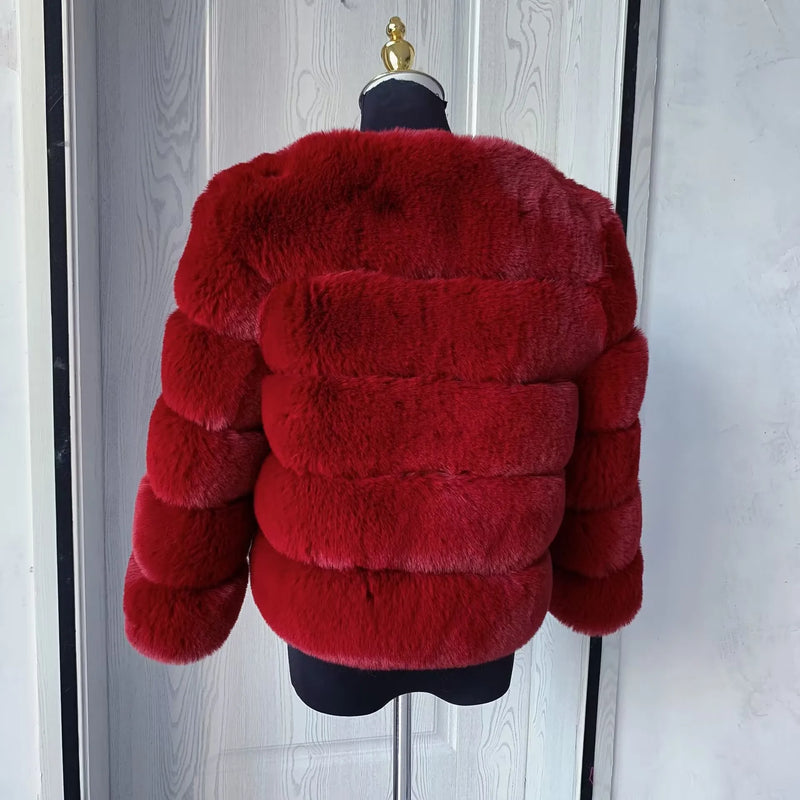 Women's Fashion faux fur coat super hot Autumn Winter women short Faux fox fur fluffy jacket high quality 7xl Ladies furry coats