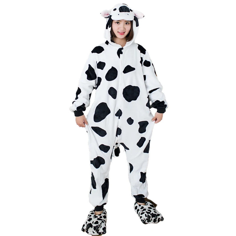 Kigurumi Cow Cartoon Pajamas Onesies For Adults Women Men Animal Pyjamas Christmas Halloween Cosplay Party Costumes