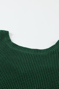 Green Cross Back Hollow-out Sweater