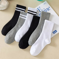 6/12 Pairs Women Mid Socks Solid Color Breathable Comfortable In Autumn Winter Sweat Absorbing High-Quality Casual Socks Sports