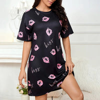 Women's Nightgown Summer Short Sleeve Sleep Shirt Round Neck T-shirt Dress Soft Nightdress Home Clothes Sleepwear & Loungewear